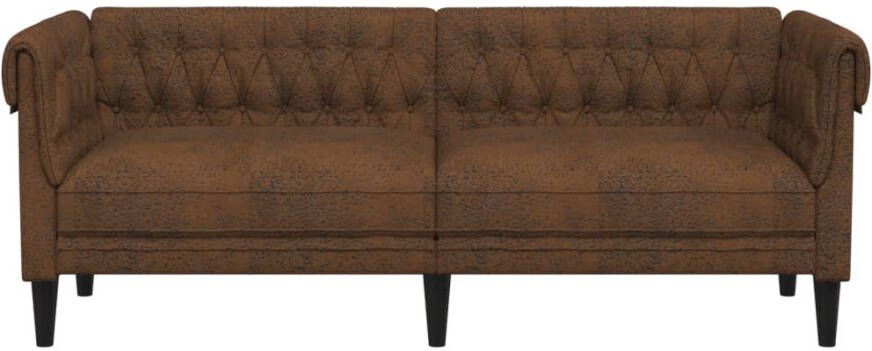 VidaXL -Driezitsbank-Chesterfield-stijl-stof-bruin - Foto 5