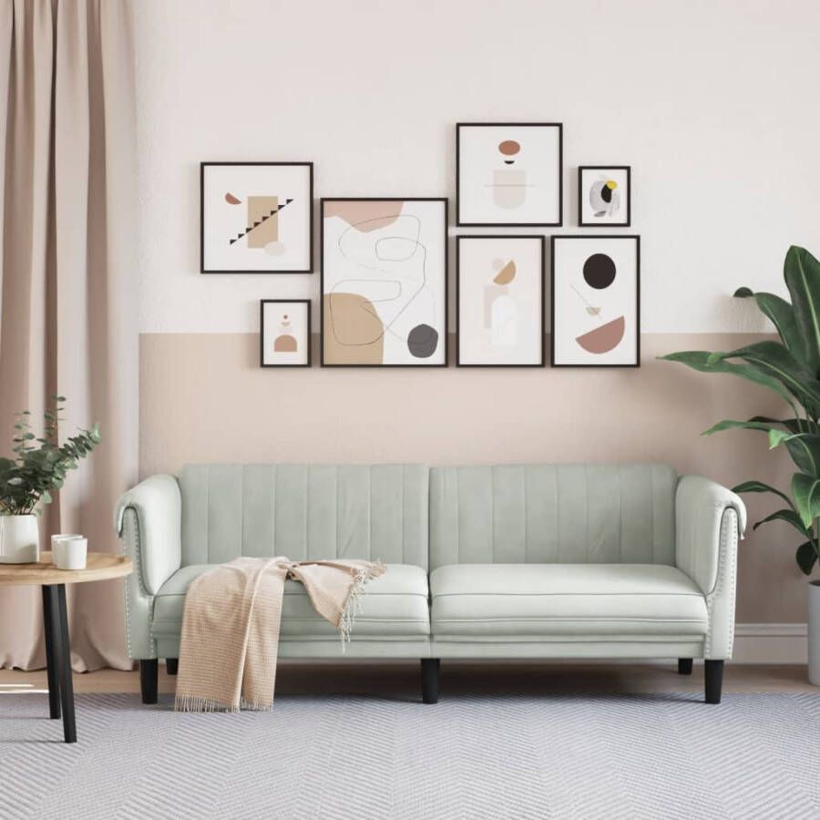 VidaXL -Driezitsbank-fluweel-lichtgrijs