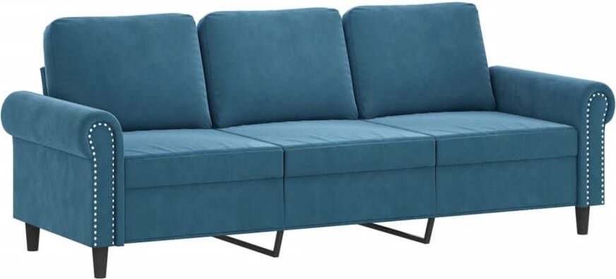 VidaXL -Driezitsbank-met-sierkussens-180-cm-fluweel-blauw