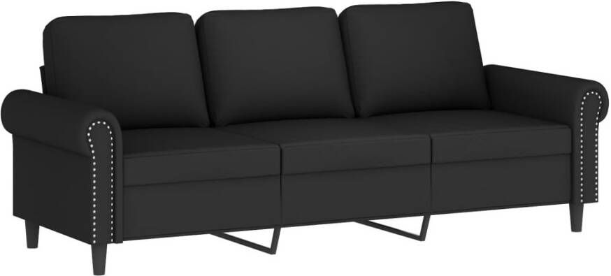 Vida XL Driezitsbank met sierkussens 180 cm fluweel zwart SKU: 3200960 - Foto 3