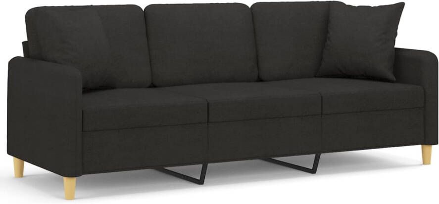 Vida XL Driezitsbank met sierkussens 180 cm stof zwart SKU: 3200921 - Foto 4