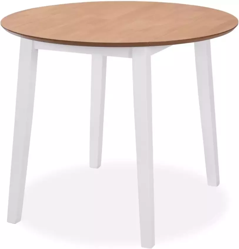 VidaXL -Eetkamerset-MDF-en-rubberwood-wit-3-delig - Foto 3