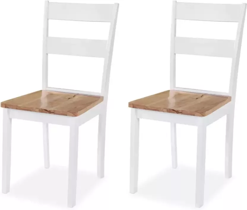 VidaXL -Eetkamerset-MDF-en-rubberwood-wit-3-delig - Foto 2