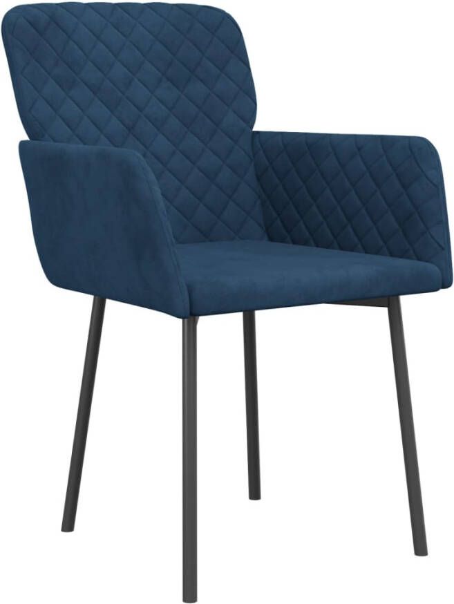 VidaXL -Eetkamerstoelen-2-st-fluweel-blauw