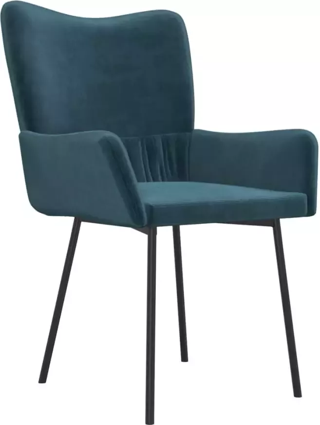 VidaXL -Eetkamerstoelen-2-st-fluweel-blauw - Foto 4