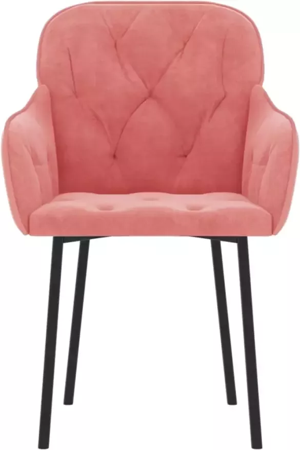 VidaXL -Eetkamerstoelen-2-st-fluweel-roze - Foto 4