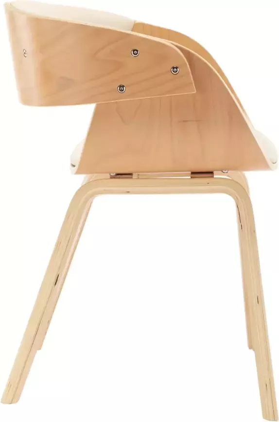 VidaXL Eetkamerstoelen 2 st gebogen hout en kunstleer crÃ¨mekleurig - Foto 4