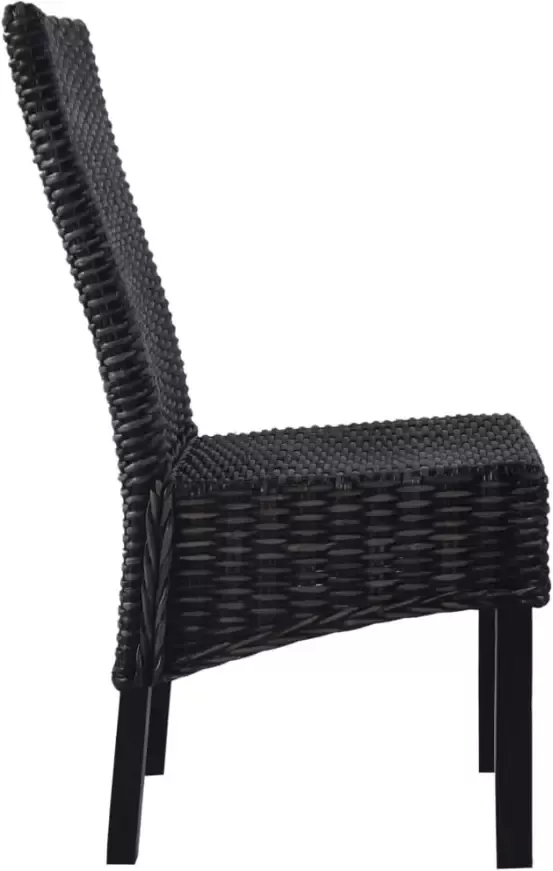 VidaXL -Eetkamerstoelen-2-st-kubu-rattan-en-mangohout-zwart - Foto 5