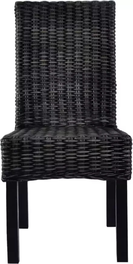 VidaXL -Eetkamerstoelen-2-st-kubu-rattan-en-mangohout-zwart - Foto 4