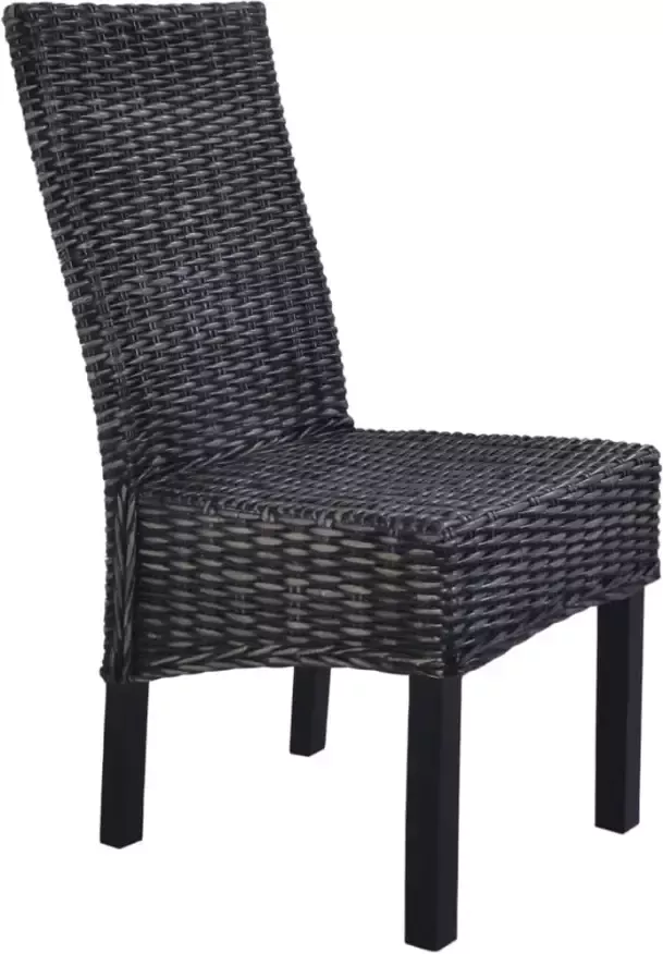 VidaXL -Eetkamerstoelen-2-st-kubu-rattan-en-mangohout-zwart - Foto 3