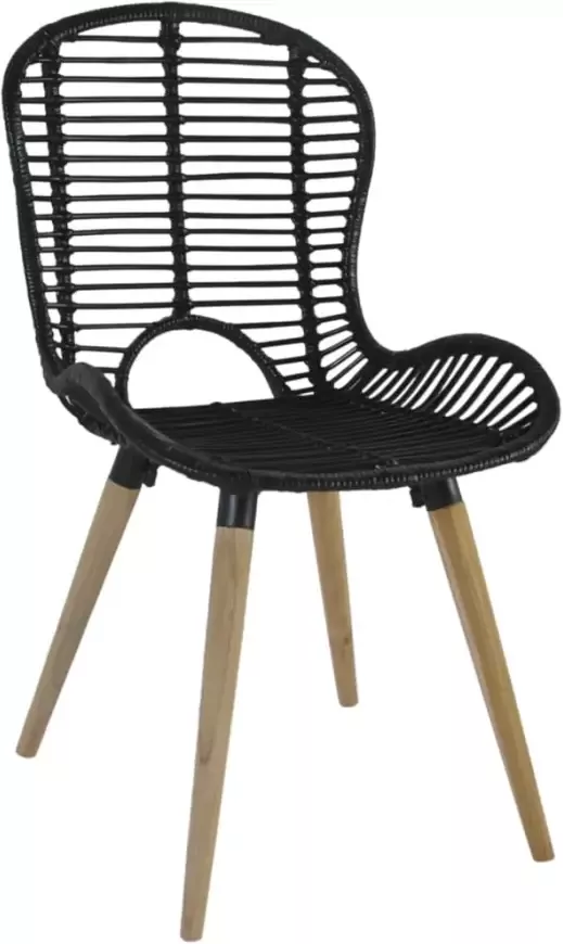 VidaXL -Eetkamerstoelen-2-st-natuurlijk-rattan-zwart - Foto 3