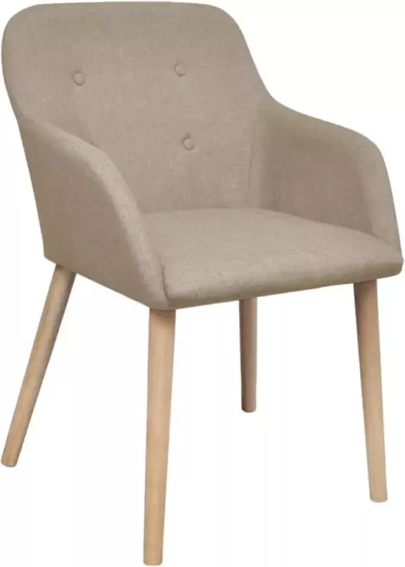 VidaXL -Eetkamerstoelen-2-st-stof-en-massief-eikenhout-beige - Foto 5