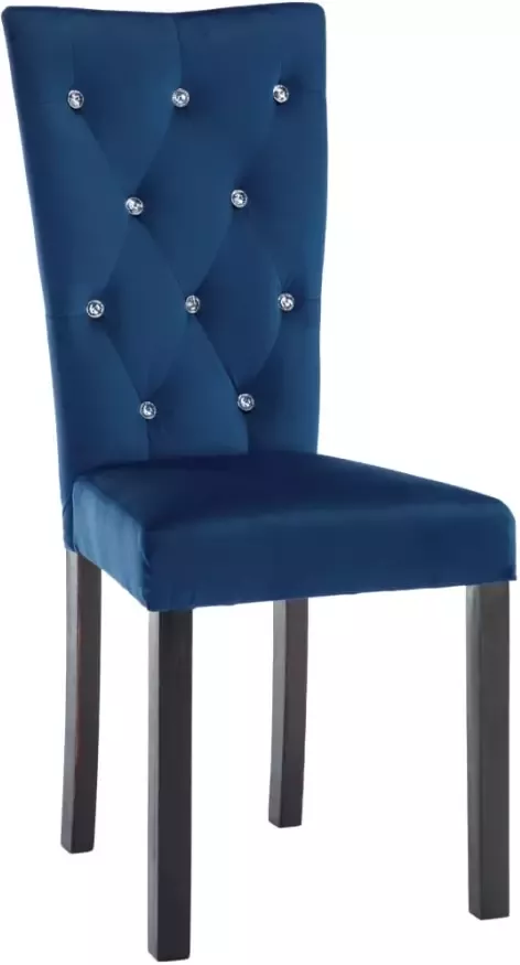 VidaXL -Eetkamerstoelen-4-st-fluweel-donkerblauw - Foto 4