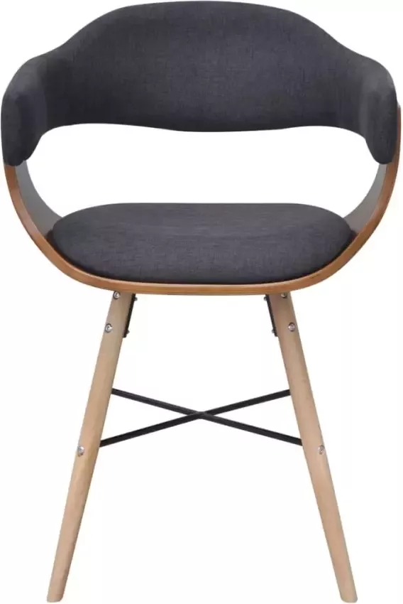 VidaXL -Eetkamerstoelen-4-st-gebogen-hout-en-stof-donkergrijs - Foto 6