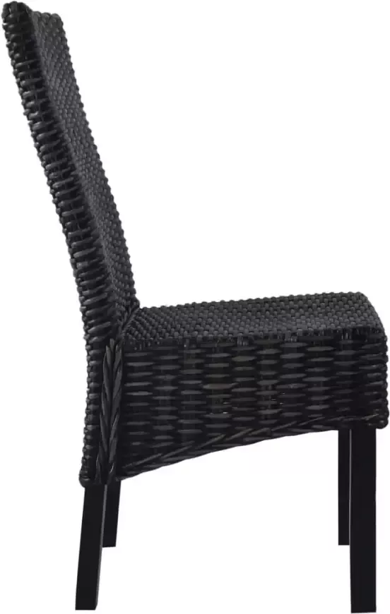 VidaXL -Eetkamerstoelen-4-st-kubu-rattan-en-mangohout-zwart