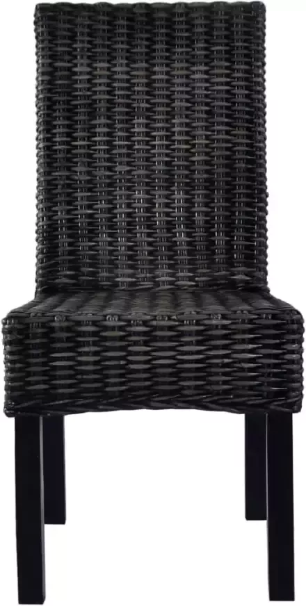 VidaXL -Eetkamerstoelen-4-st-kubu-rattan-en-mangohout-zwart - Foto 5