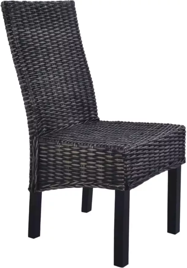 VidaXL -Eetkamerstoelen-4-st-kubu-rattan-en-mangohout-zwart - Foto 4