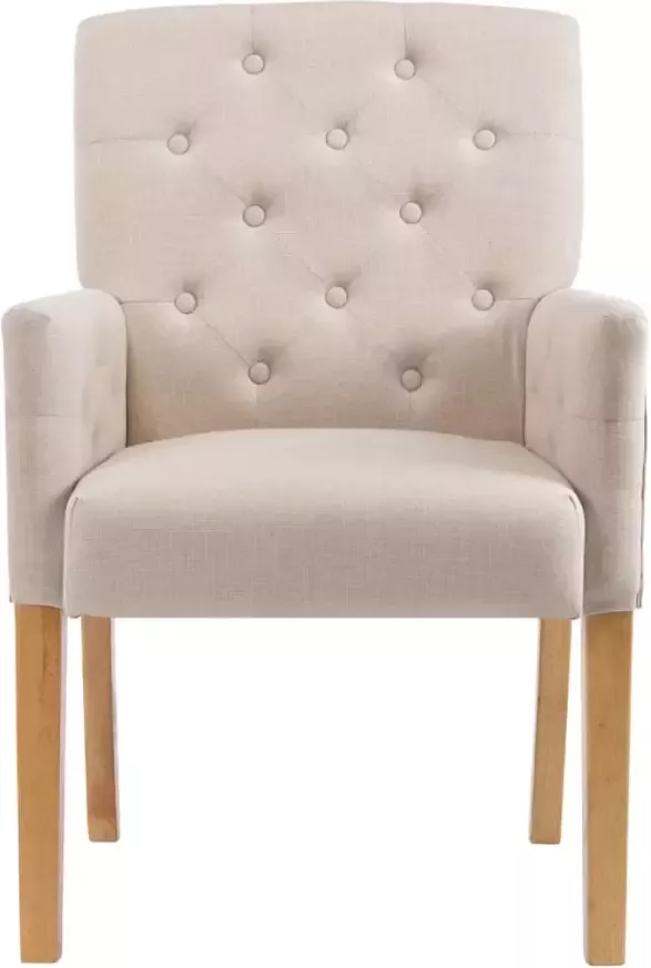 VidaXL -Eetkamerstoelen-4-st-met-armleuningen-stof-beige - Foto 4