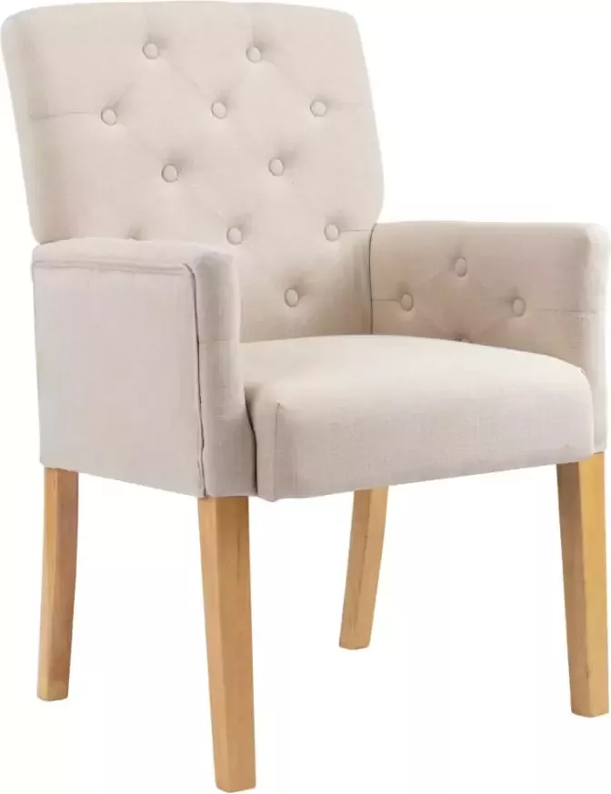 VidaXL -Eetkamerstoelen-4-st-met-armleuningen-stof-beige - Foto 2