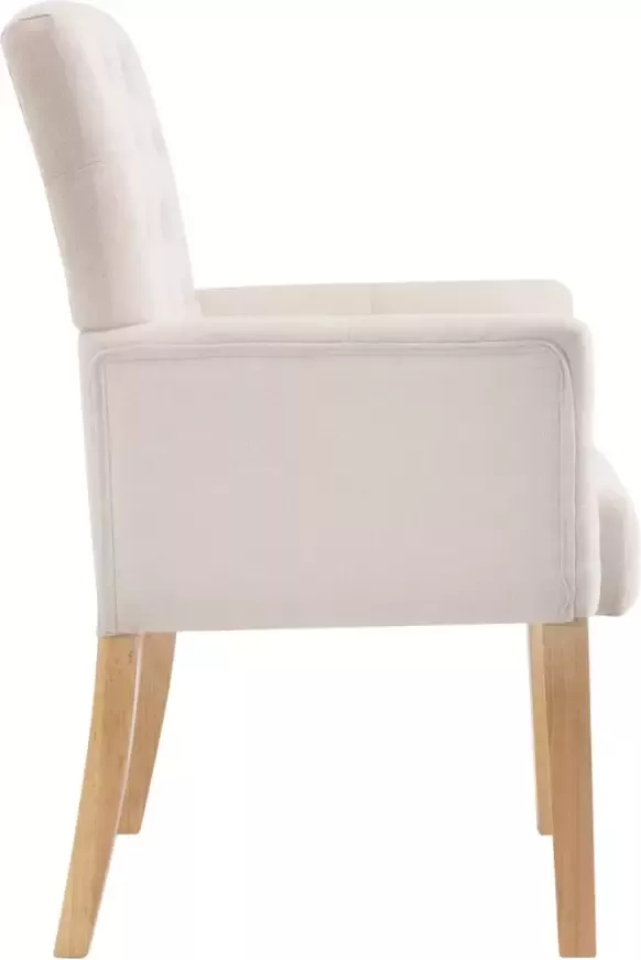 VidaXL -Eetkamerstoelen-4-st-met-armleuningen-stof-beige - Foto 3