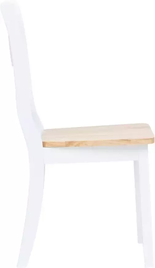 VidaXL -Eetkamerstoelen-6-st-massief-rubberwood-wit-en-lichthoutkleurig - Foto 2