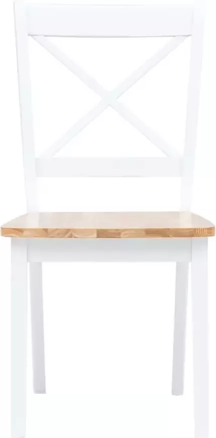 VidaXL -Eetkamerstoelen-6-st-massief-rubberwood-wit-en-lichthoutkleurig - Foto 3