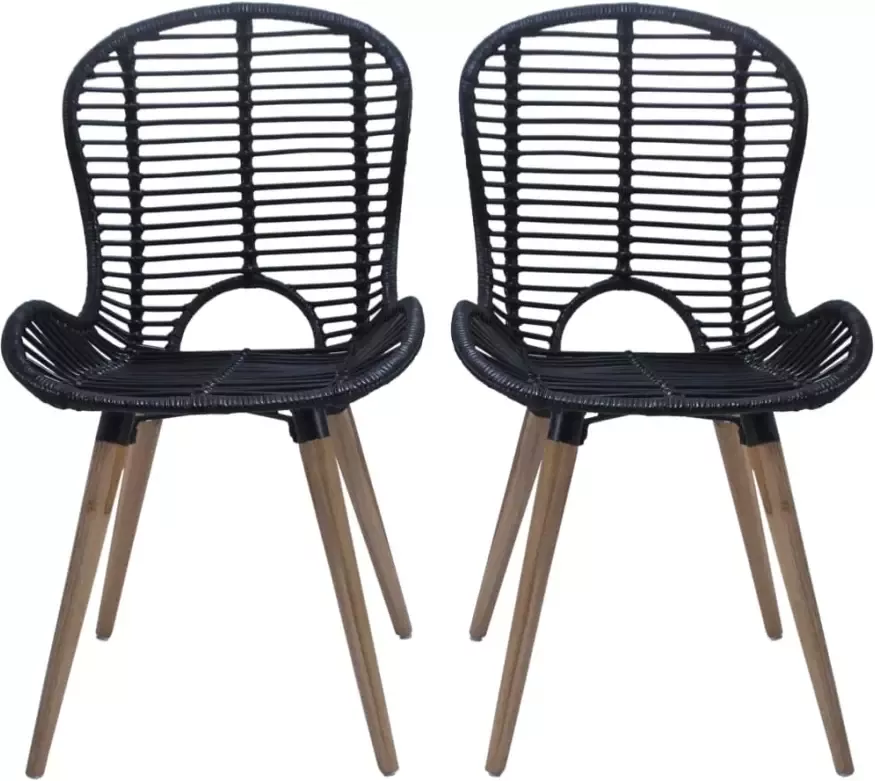 Vida XL Eetkamerstoelen 6 st natuurlijk rattan zwart SKU: V275838 - Foto 4