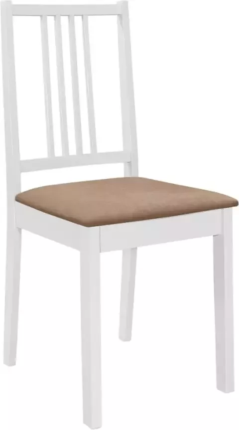 Vida XL Eetkamerstoelen met kussens 6 st massief hout wit SKU: V276405 - Foto 4