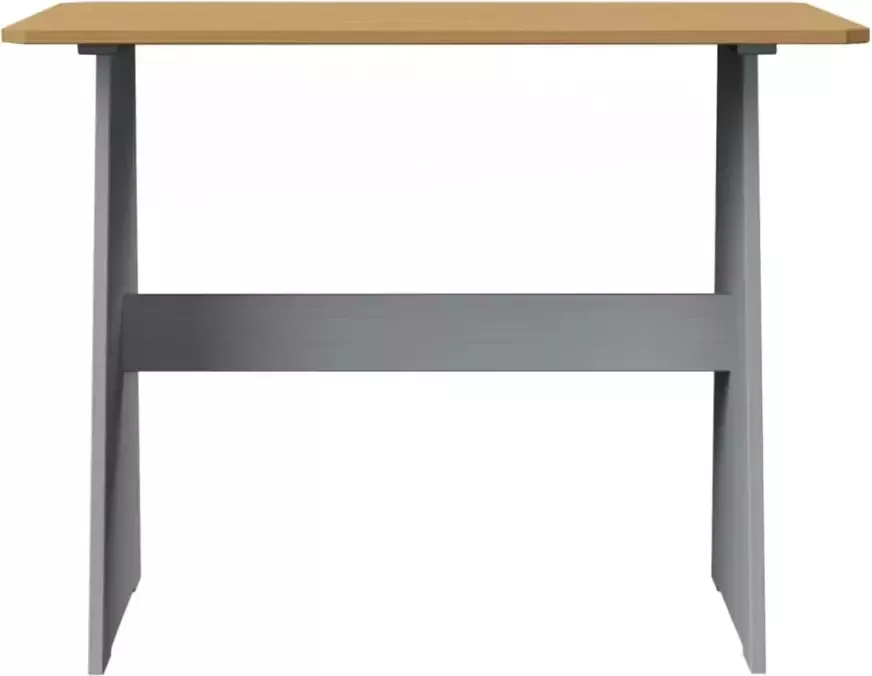 VidaXL Eettafel met bankje REINE massief grenenhout honingbruin&grijs - Foto 2