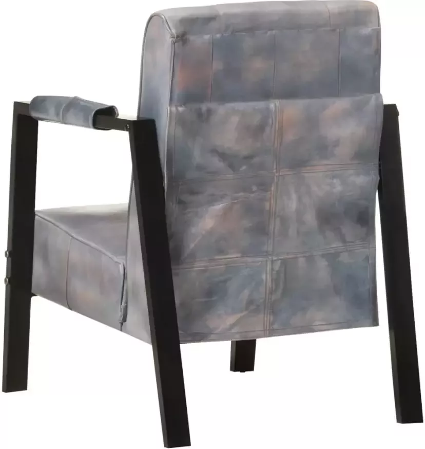 VIDAXL Fauteuil 60x80x87 cm echt geitenleer grijs - Foto 4