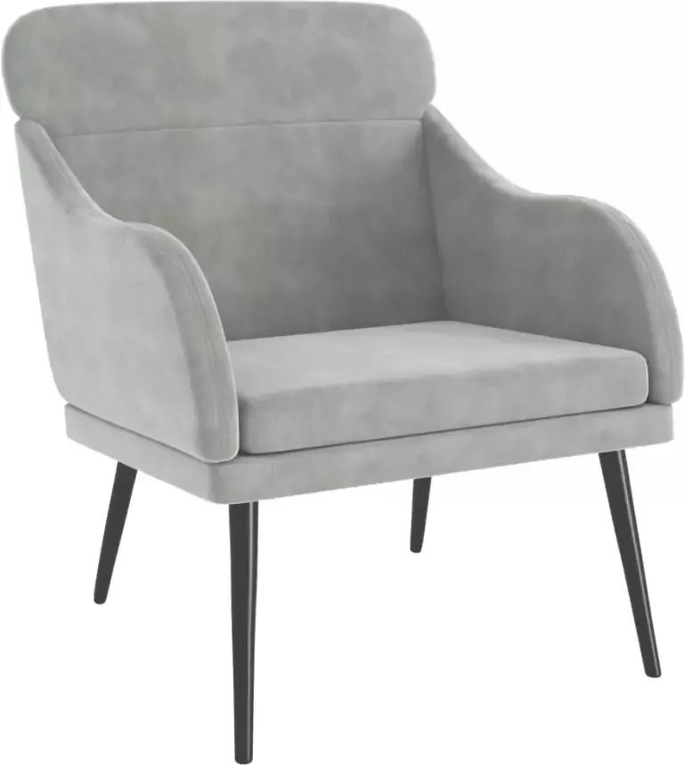 VidaXL Fauteuil Fluweel Lichtgrijs 63x76x80 cm Fauteuil Fauteuils Armstoel Ligstoel - Foto 5