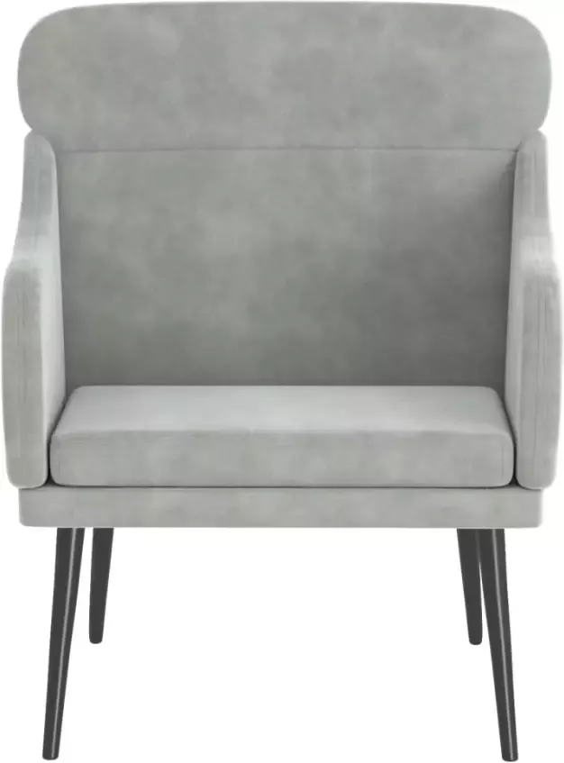 VidaXL Fauteuil Fluweel Lichtgrijs 63x76x80 cm Fauteuil Fauteuils Armstoel Ligstoel - Foto 4