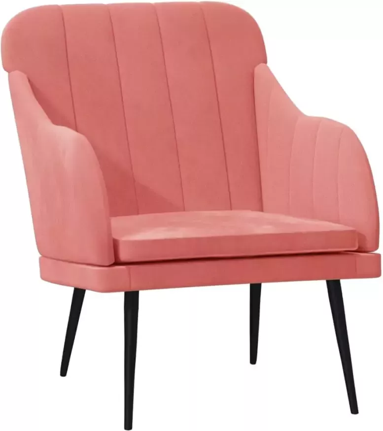 VidaXL Fauteuil 63x76x80 cm fluweel roze - Foto 4