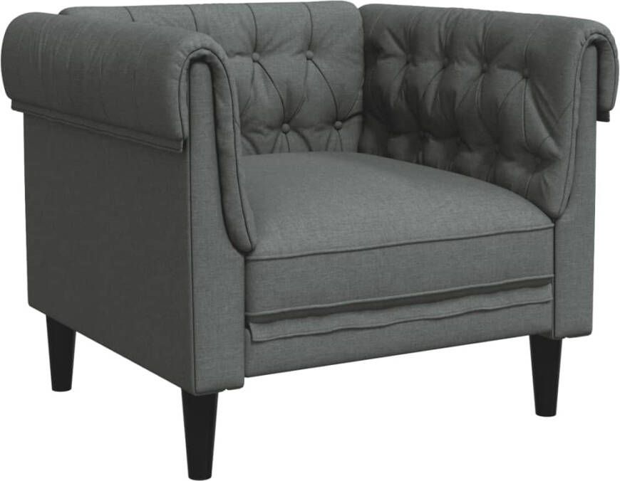 VidaXL Fauteuil Chesterfield-stijl stof donkergrijs - Foto 4
