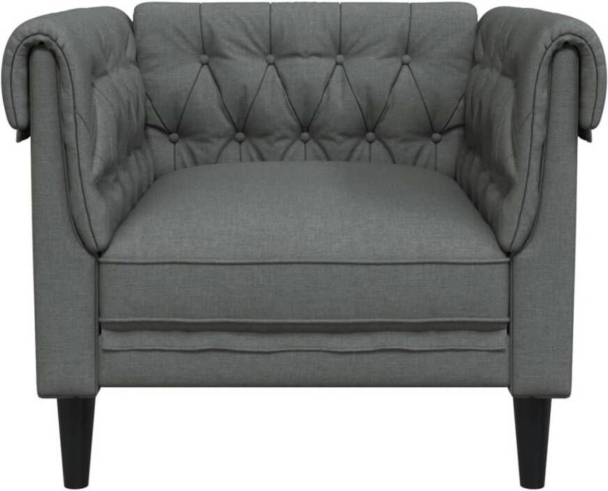 VidaXL Fauteuil Chesterfield-stijl stof donkergrijs - Foto 3