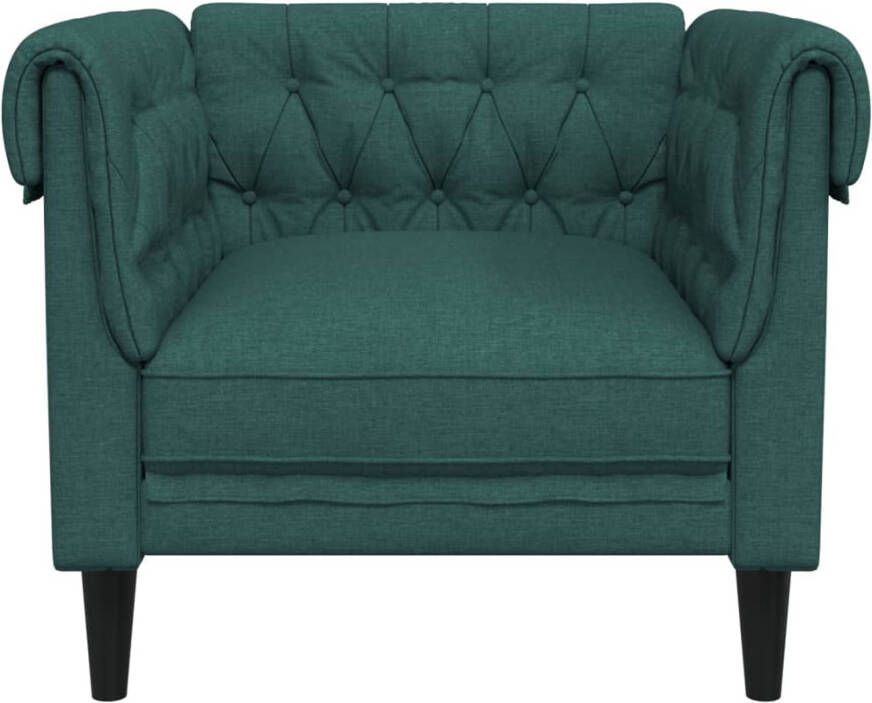 VidaXL Chesterfield Fauteuil Chesterfield Fauteuils Relaxfauteuil Leunstoel Fauteuil Chesterfield-stijl stof donkergroen - Foto 4