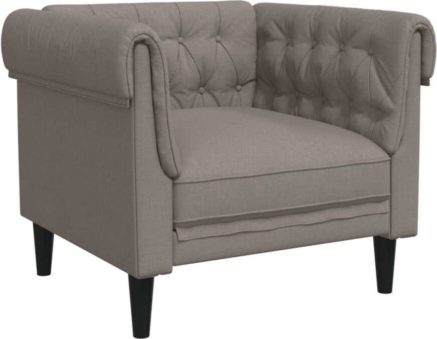 VIDAXL Fauteuil Chesterfield-stijl stof taupe - Foto 3