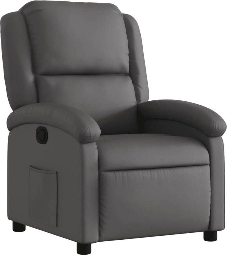 VIDAXL Fauteuil echt leer grijs - Foto 2