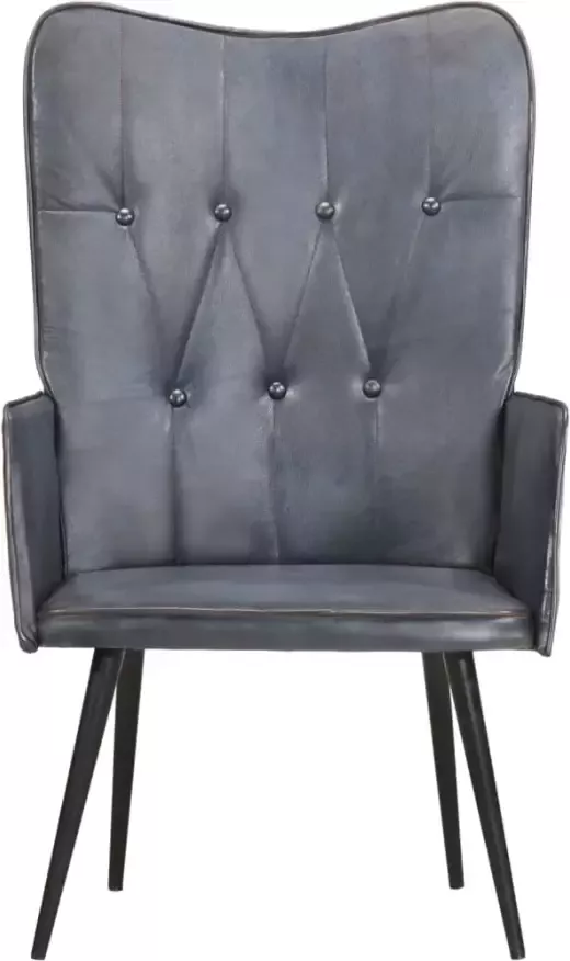 VidaXL Fauteuil echt leer grijs - Foto 4