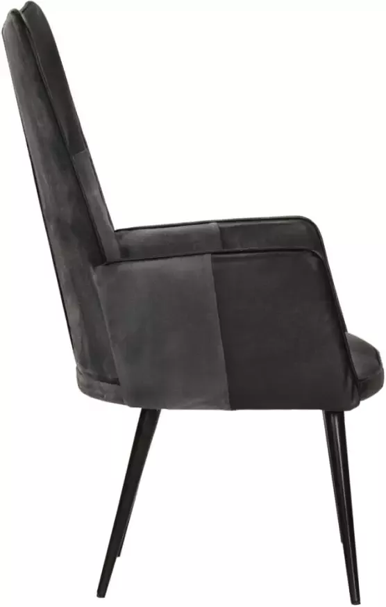 VidaXL Fauteuil echt leer zwart en grijs - Foto 3