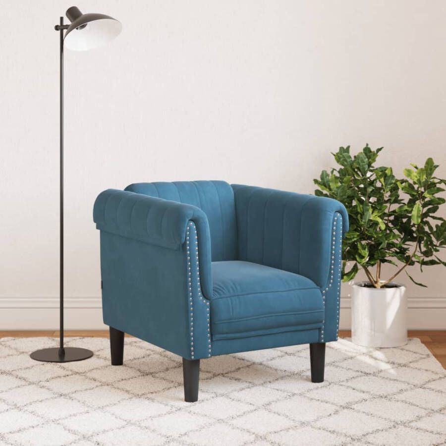 VidaXL Fauteuil fluweel blauw - Foto 2