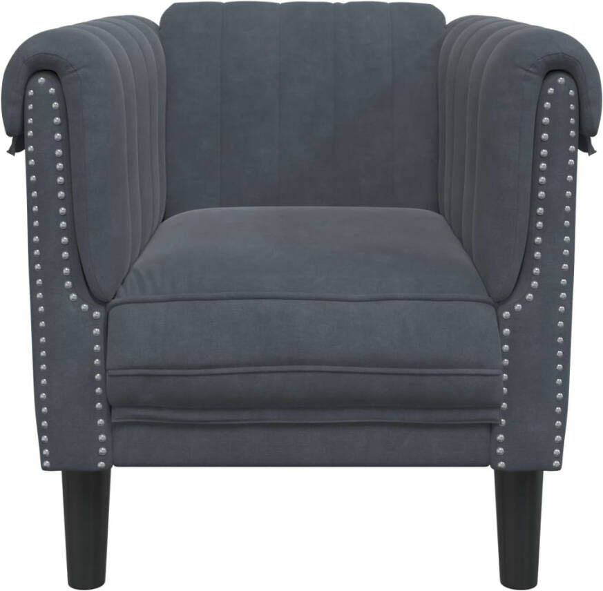 VidaXL Fauteuil fluweel donkergrijs - Foto 2