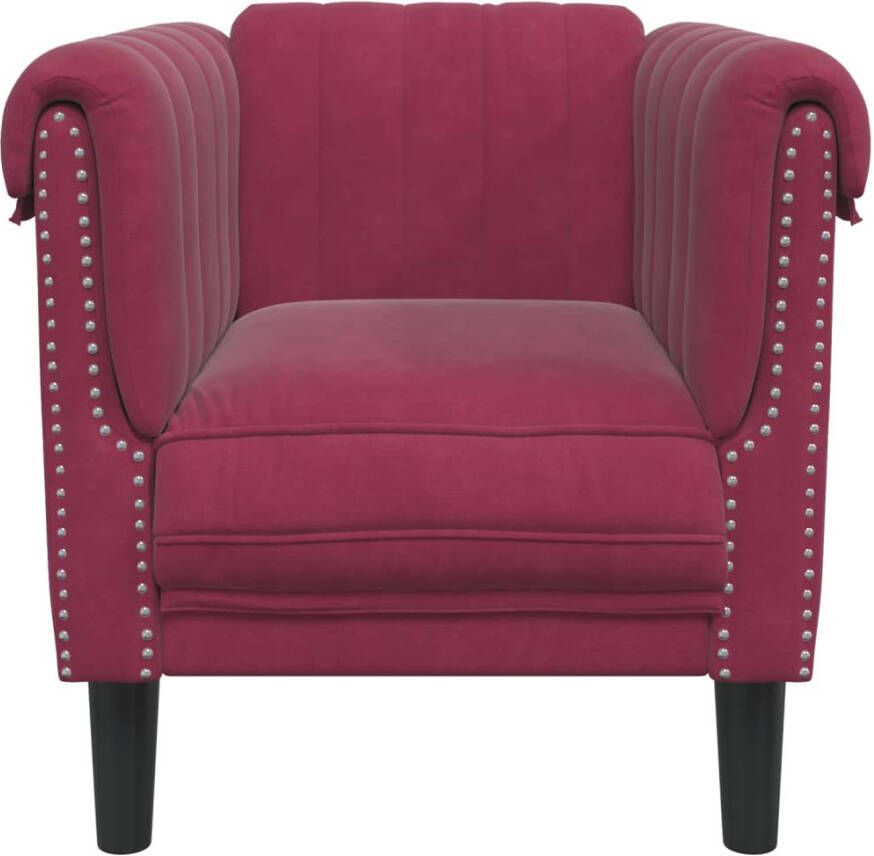 VidaXL Fauteuil fluweel wijnrood - Foto 3