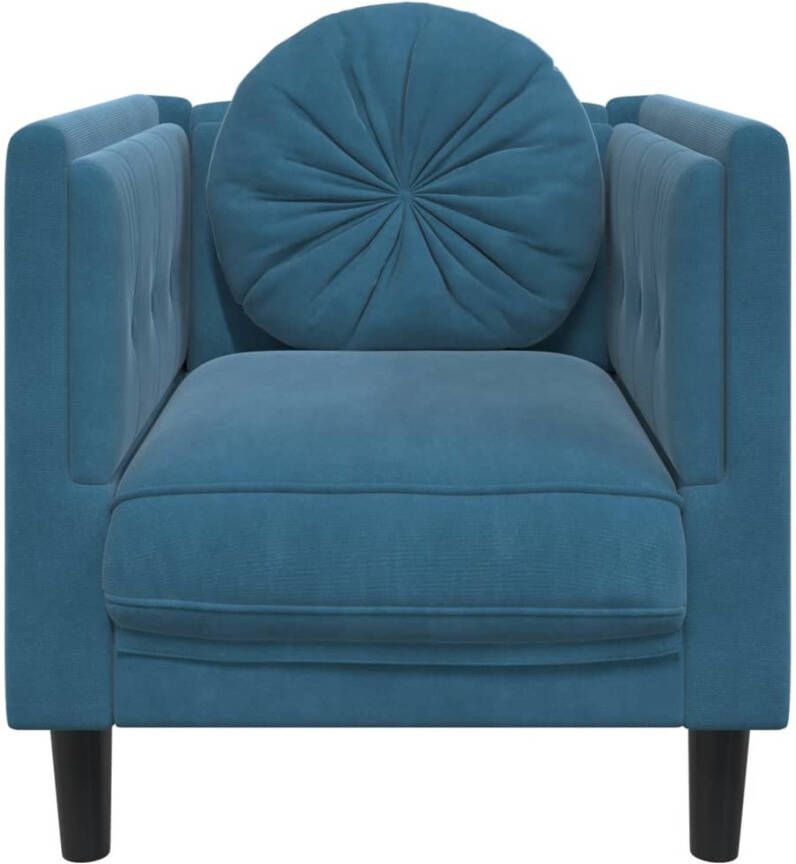 VIDAXL Fauteuil met kussen fluweel blauw - Foto 3