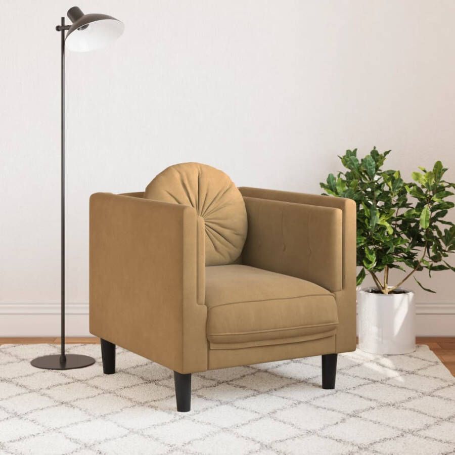 VidaXL Lederlook Fauteuil Bruine Kleur Fauteuil met kussen kunstsuède bruin Kunstleder Fauteuil Design Fauteuil Lounge Stoel - Foto 2