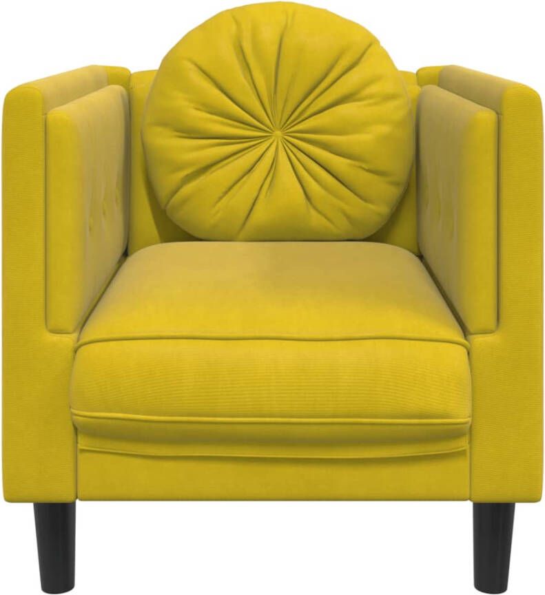 VidaXL Fluweel Fauteuil met kussen fluweel geel Lounge Livingroom - Foto 6