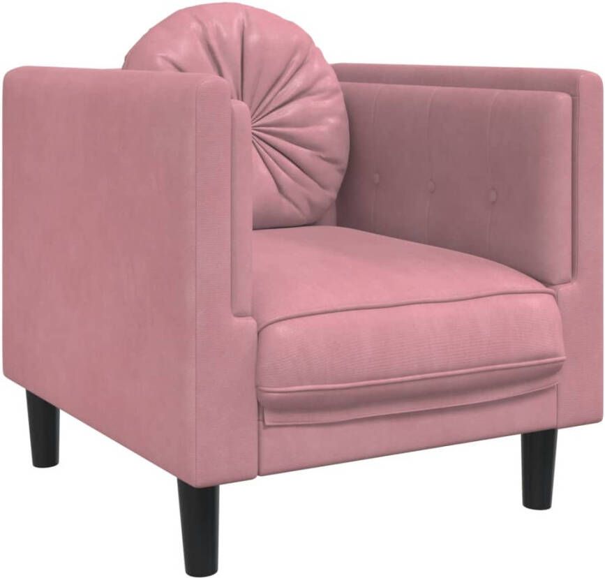 VidaXL Fluweel Fauteuil met kussen fluweel roze Lounge Stoel Designstoel
