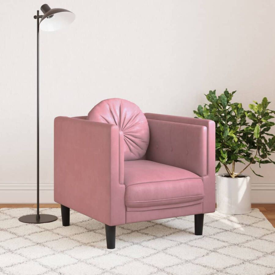 VidaXL Fluweel Fauteuil met kussen fluweel roze Lounge Stoel Designstoel - Foto 4