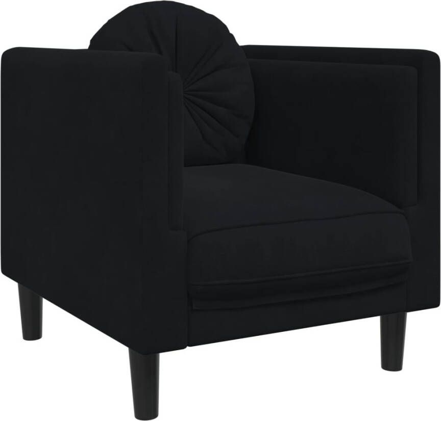 VidaXL Fauteuil met kussen fluweel zwart - Foto 2