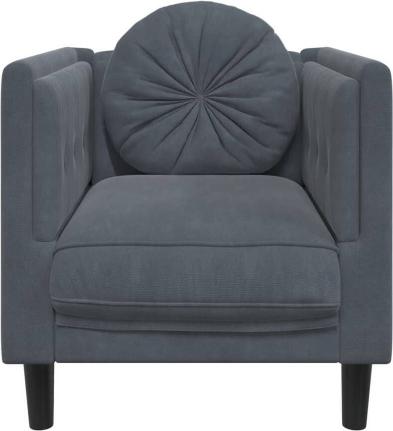 VidaXL Fluweel Fauteuil met kussens fluweel donkergrijs Donkere Kleuren Loungemeubilair Woonkamerdecoratie - Foto 4